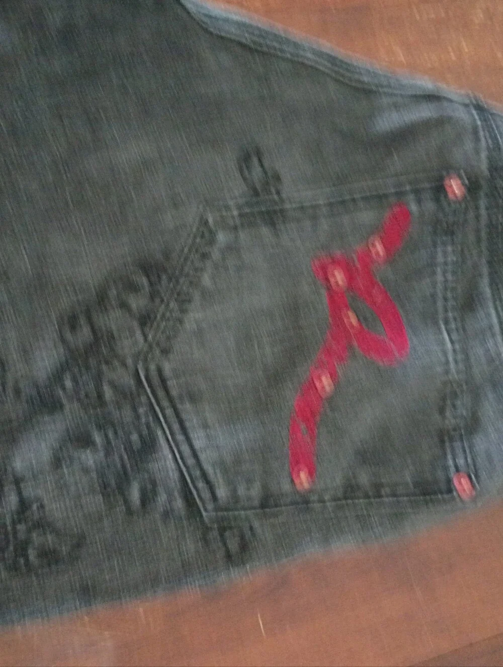 Rocawear Black and Gray Denim Jeans Label Detail